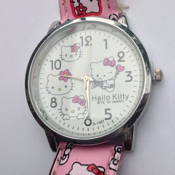 Hello Kitty Wrist Watch  by Sanrio  w Pink + Black Ms. Hello Kitty Everywhere - Picture 5 of 14